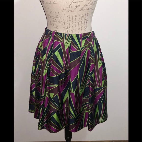 DKNY Silk pleated peacock color skirt - Picture 2 of 4